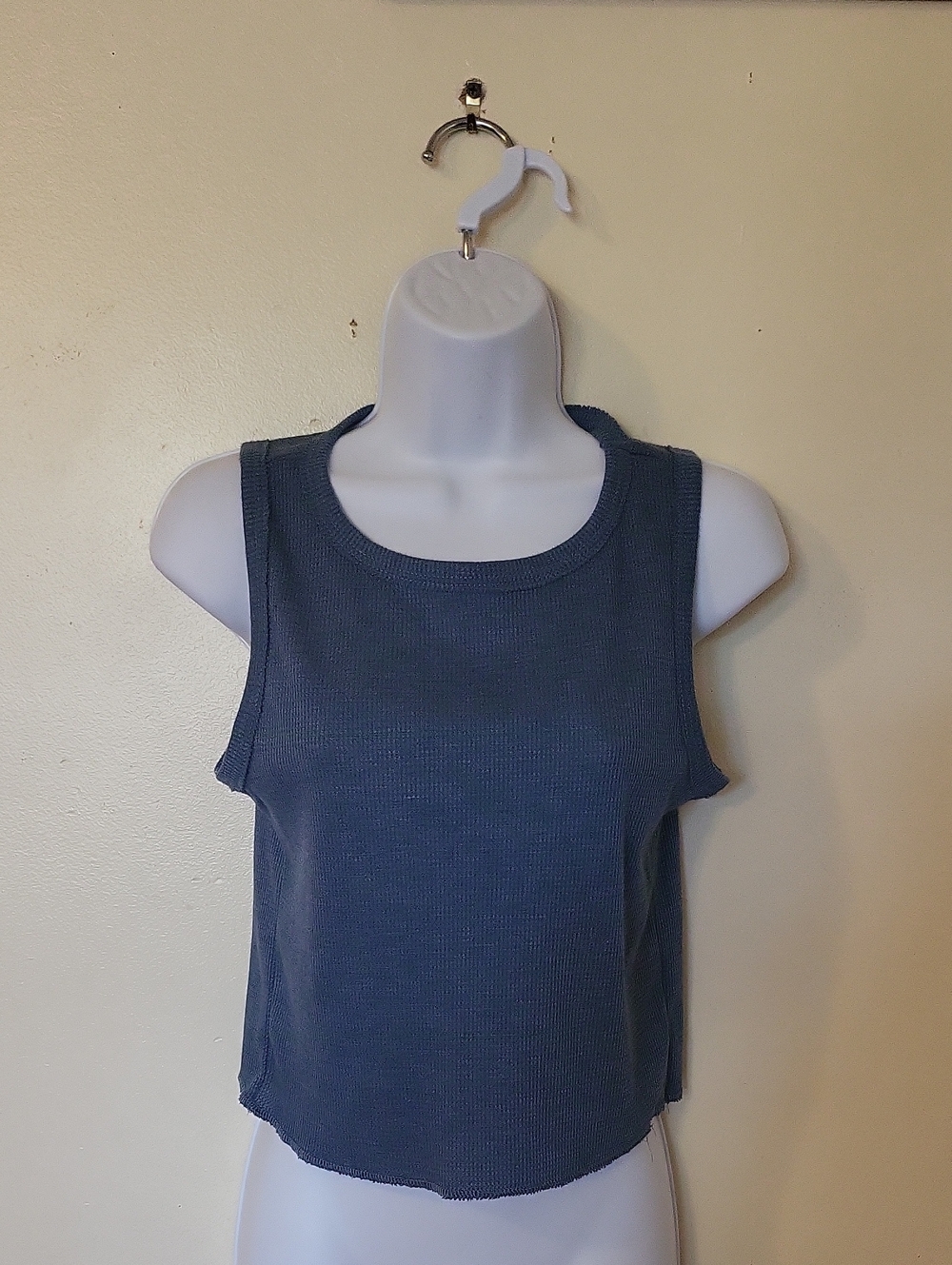 Classic Ribbed Scoop Neck Tank Top - Slate Blue